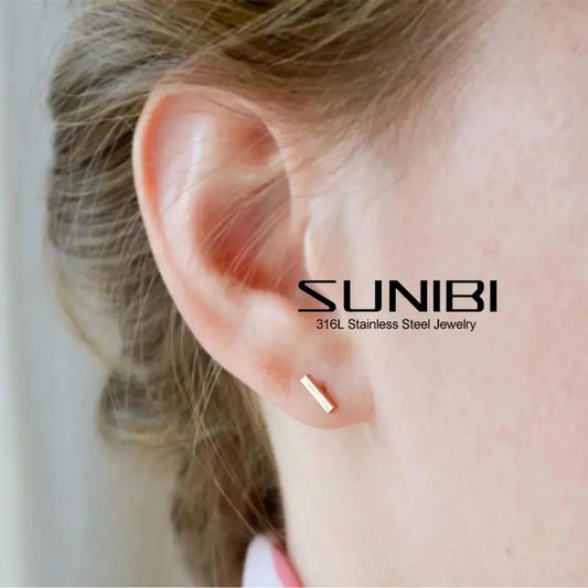SUNIBI Stainless Steel Stud Earrings for Women Classic Gold Color Geometric Female Earring Simple Stylish Fashion Jewelry Gifts