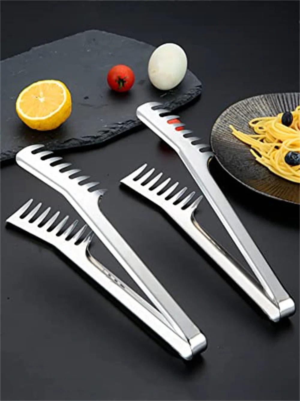 9 Inches 304 Stainless Steel Pasta Tongs Food Clip Steak Bread BBQ Meat Salad Picnic Party Kitchen Baking Cooking Tools