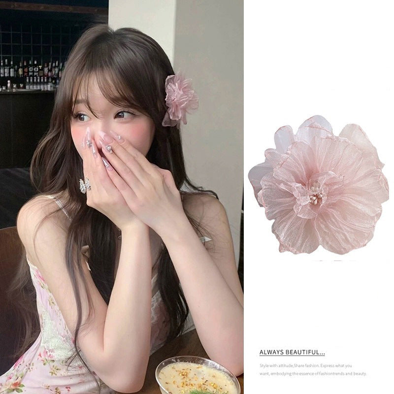 Holiday Organza Flower Barrettes Travel Travel Hair Accessories Atmosphere Clip Duckbill Clip Hairpin Side Clip Headdress