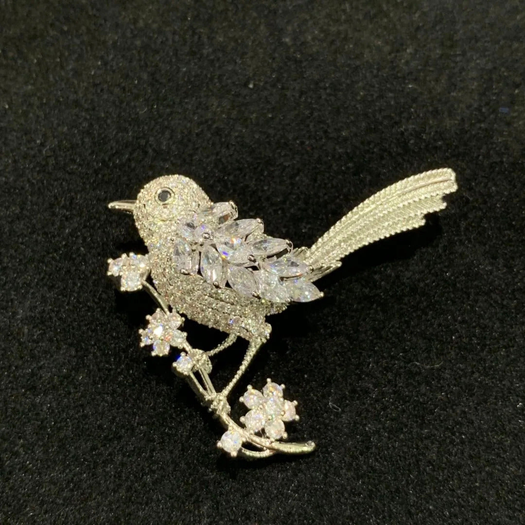 copper with cubic zircon birds brooch pin pink yellow multi color single double birds fashion women & men jewelry free shipping