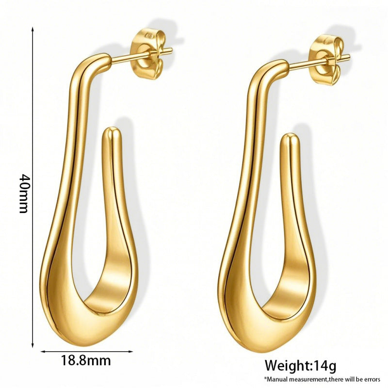 Minimalist Water Drop U-shaped Earrings Niche Design Elegant French Stud Earrings Women's Light Luxury High-end Cool Style