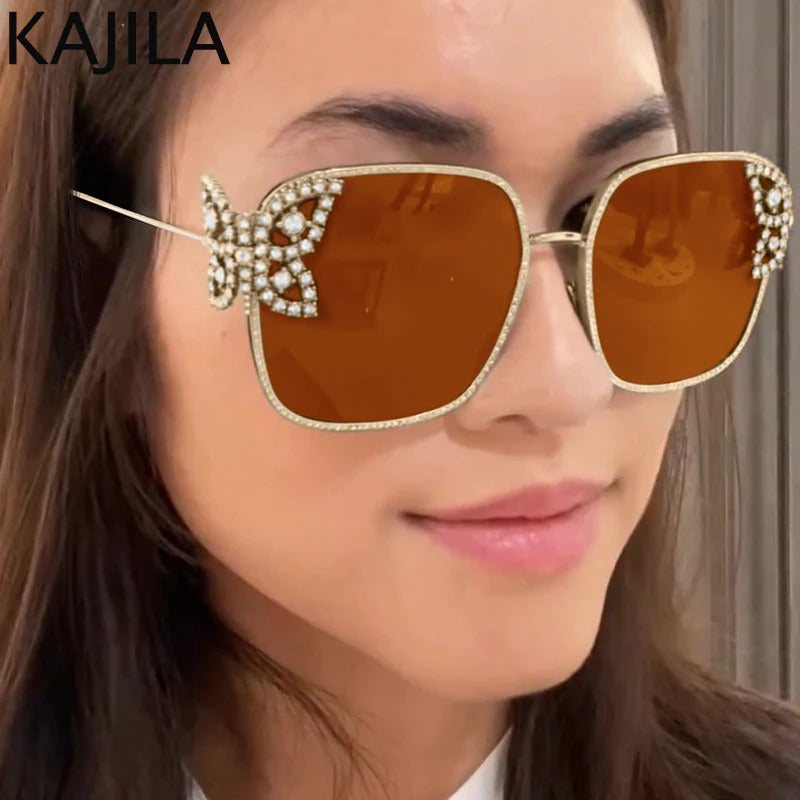 Oversized Square Sunglasses Women Rhinestone Butterfly Frame Sun Glasses 2025 Luxury Brand UV400 Protection Eyewear For Ladies