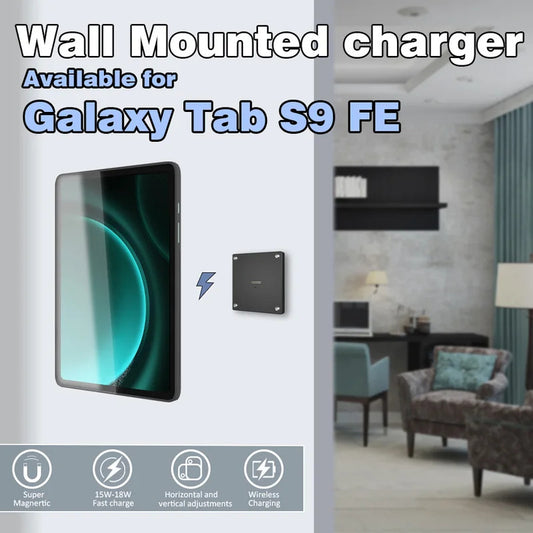 For Samsung Galaxy Tab S9 FE 10.9 inch Stand Wall Mount Tablet Stand 18W Fast Charging Magnetic Wireless Rotatable