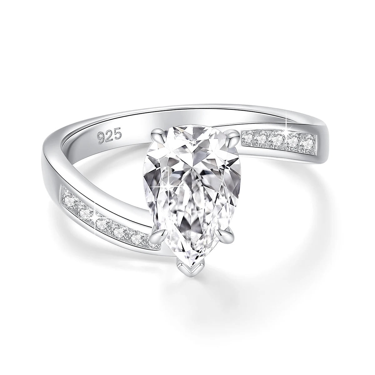 18k Gold Plated Pear Cut Moissanite Rings 3CT 925 Sterling Silver Wedding Band for Women Trendy Engagement Gift Fine Jewelry