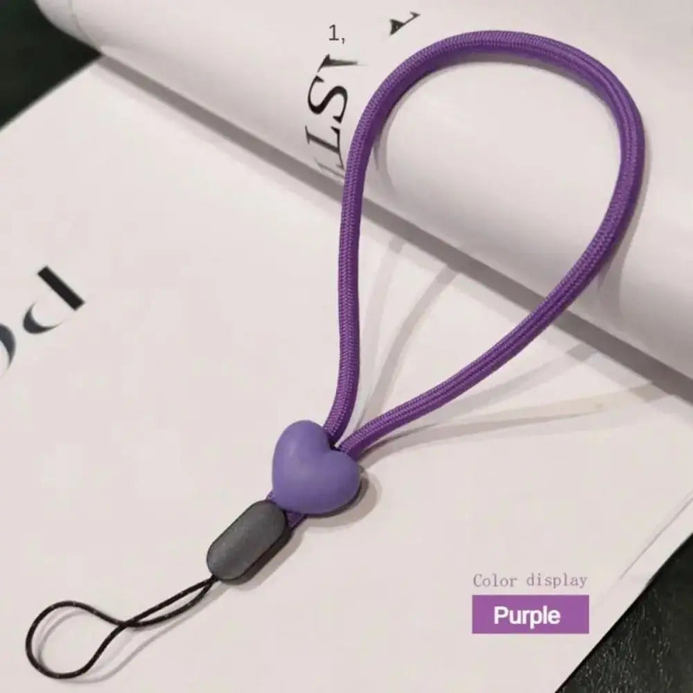Solid Color Short Love Heart Hanging Rope Adjustable Mobile Phone Phone Strap Colorful Wrist Strap Elastic Mobile Phone Lanyard
