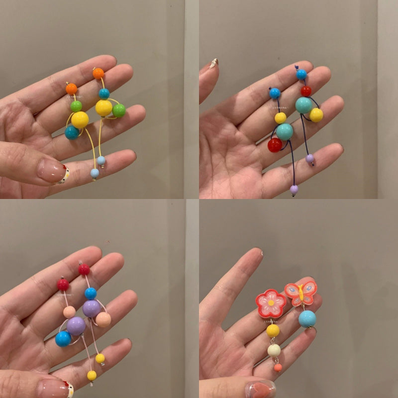 Dopamine Colorful Flower Earrings Suitable for Spring Sweet Cute Young Heart Stud Earrings for Women 2025 New Model