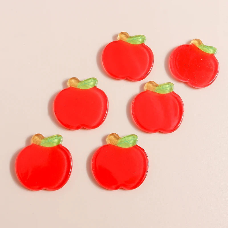 10pcs Mix Cute Mini Fruit Charms Pear Cherry Pineapple Peach Avocado Flat Back Resin Cabochons Scrapbook DIY Jewelry Accessories