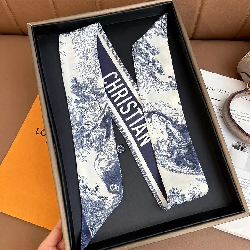 Spring high-end letter headband, tied hair ribbon, silk scarf, women's retro decoration, tied bag, ribbon accessories