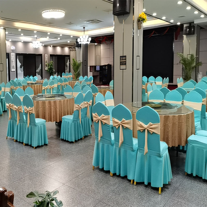 V45O Banquet Elastic Chair Cover No Tie Bowknot Chair Back Flower Decoration Wedding Hotel VIP Stool Strap
