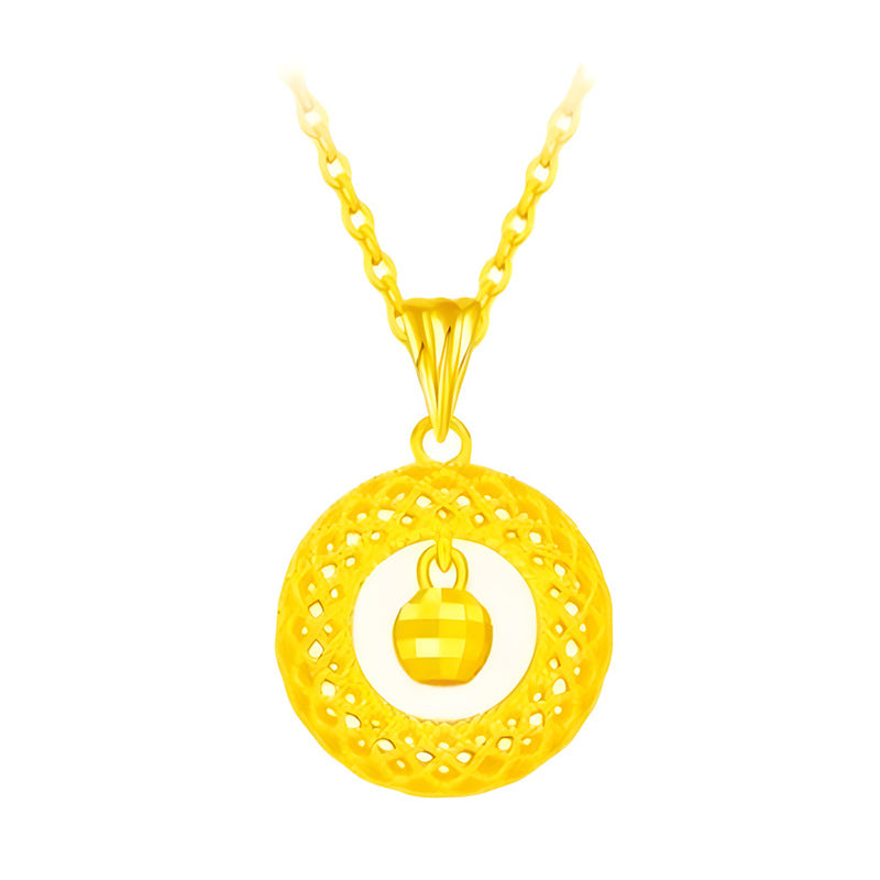 Vietnam Sand Gold Dream Catcher Filigree Peace Buckle Necklace Pendant Fortune Bead Necklace Light Luxury Niche Jewelry