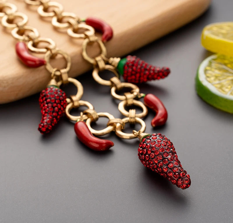 red Pepper Necklaces for Women Multilayer Collar Chain Verse Christian Jewelry 18K Gold Choker Plated/Stainless