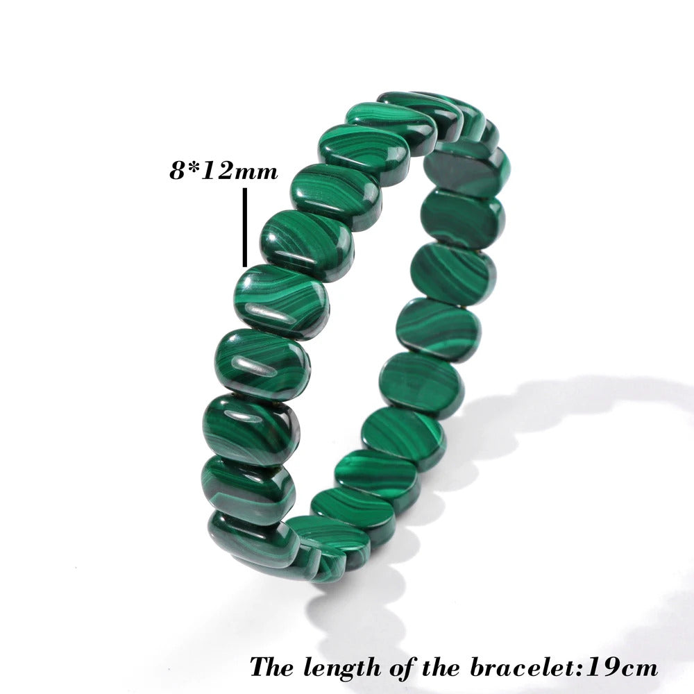 Natural Malachite Beads Bracelets for Women Men Oval Square Green Malachite Stone Chrysocolla Diabetes Relief Bracelet Jewelry