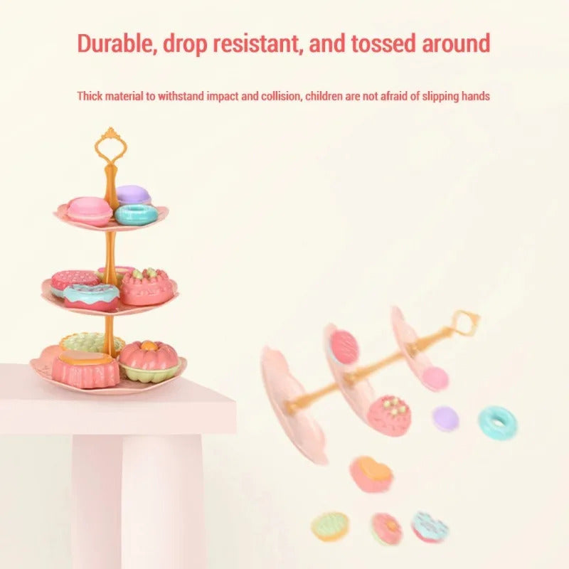 DIY Simulation Tea Food Cake Set Play House Kitchen Afternoon Tea Game Toys Gifts Pretend Play Toy For Children Kids Girls Gift