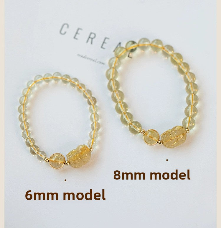 Natural Citrine Bracelet Women's Bracelet Rutile Gold Rutilated Quartz Bracelet Brazil Scattered Beads Money Drawing and Luck Changing Gifts for Girlfriend