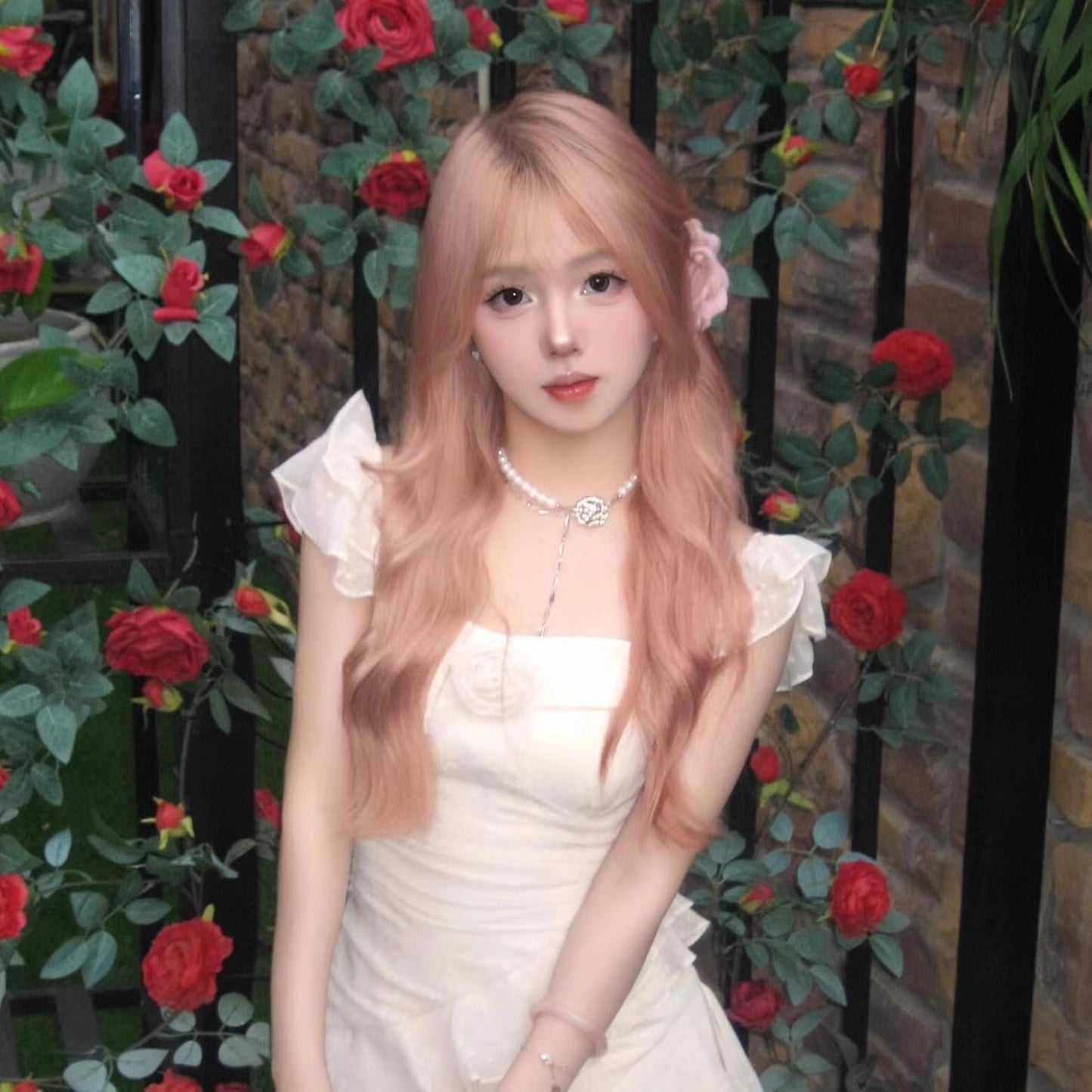 Pink Wig for Women Long Hair Natural Realistic Full Wig Lolita Long Curly Hair Big Waves Fashion Sweet Wig