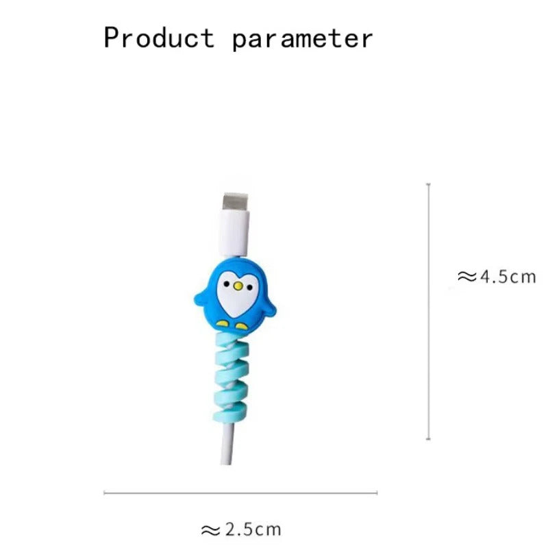 7 PCS / Set Cute Cartoon Animal Cable Protector Universal Cord Wire Silicone Protection Mini Cover Charging Cable Winder