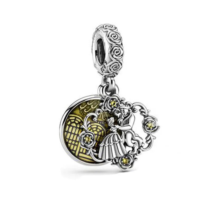2024 Hot Sale 925 Silver Mermaid Princess Dress Charms DIY Dangle Beads Fit Original Pendant Bracelet Necklace Fashion Jewelry