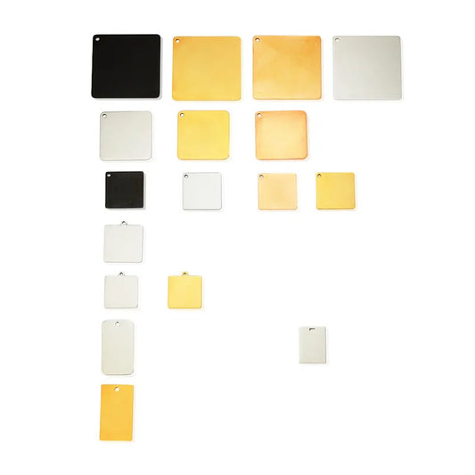 20pc stainless steel blank square charm rectangle pendant personalized customization DIY jewelry making