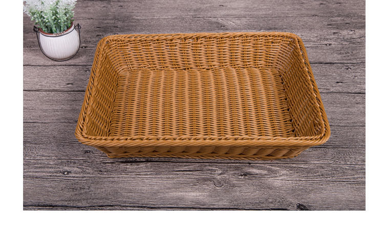 ✅Fruit Basket Bread Basket Supermarket Hotel Display Basket Display Basket Handmade Storage Basket Rattan Woven Basket Imitation Rattan Weaving