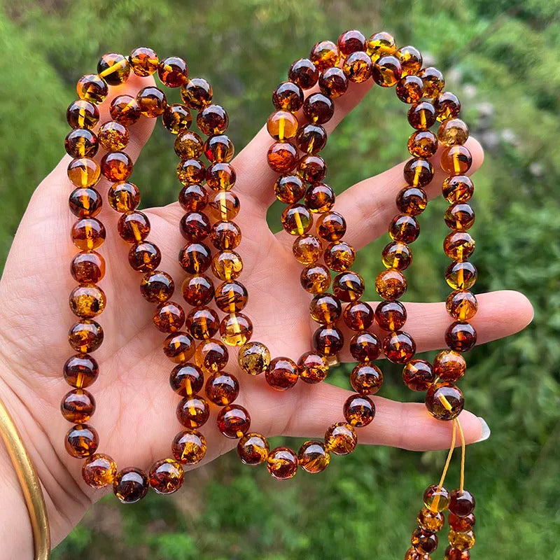6mm-9mm Original Amber Bracelet for Men Women Unique Diy Flower Beads Rosary Long Necklace Baltic 2025 New Natural Stone Jewelry