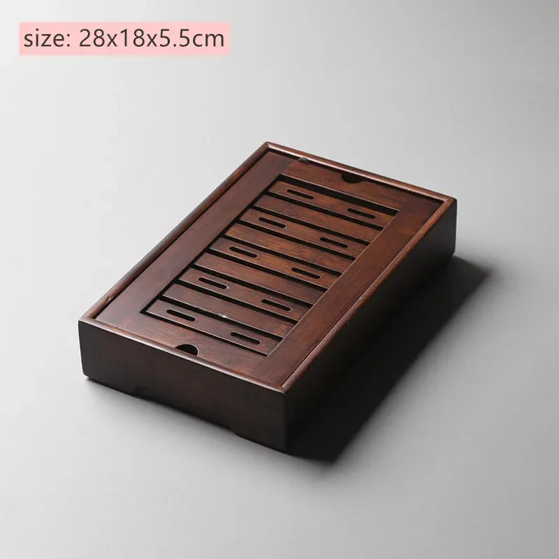 Large Capacity Water Storage Bamboo Tray Delicate Round Tea Board Chinese Tea Set Trays Decorative Traditional Tea Accessories