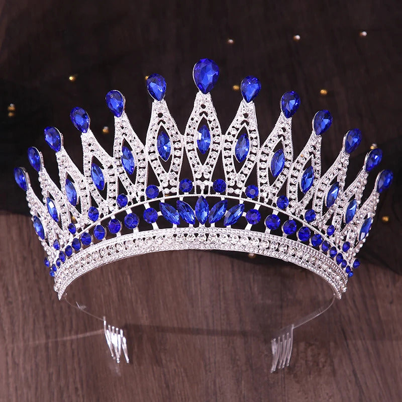 Royal Queen Purple Crown Big Diadem Bride Tiara Crowns for Women Bridal Wedding Party Combs Crown Hair Dress Jewelry Accessori