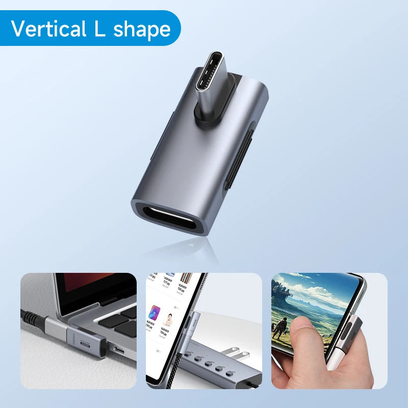 Hagibis 240W USB C to C Adapter 40Gbps 8K 60Hz 90 Degree Converter USB4 Adapter for Thunderbolt 4/3 MacBook iPhone 16 Pro Tablet