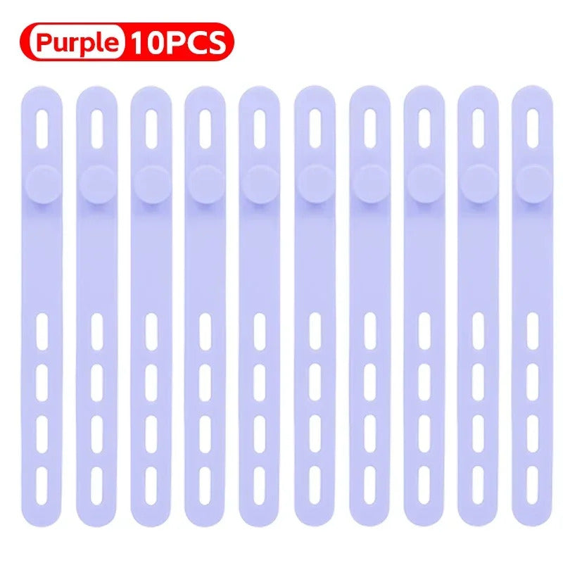 Silicone Cable Winder Charge Line Management Adjustable Straps Lock Cable Tie Straps for Home Office Reusable Data Wire Managers