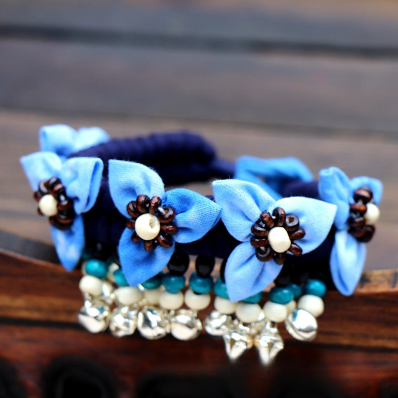 Blue Tie Dye Cloth Bracelet Dali Lijiang Hot Sale Hand-stitched Flower Fabric Bracelet Bracelet