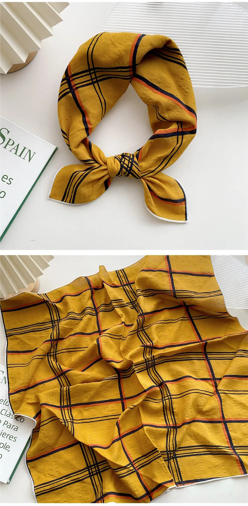 Cotton Linen 55cm Square Scarf Women Kerchief Flower Print Geometric Neckerchief Scarves  Headwrap Bandanas Hairband Headbands