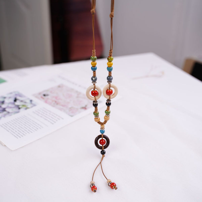 Jingdezhen Ceramic Necklace Women's Light Luxury Niche Autumn and Winter Sweater Necklace