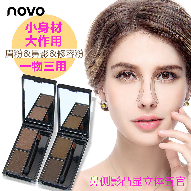NOVO Makeup Natural Two-Tone Eyebrow Powder Two-Tone Gradient Eyebrow Powder Contour Nose Shadow Powder Easy to Apply Waterproof Non-Smudge