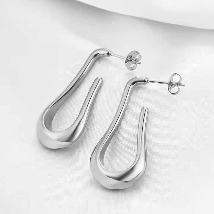 Minimalist Water Drop U-shaped Earrings Niche Design Elegant French Stud Earrings Women's Light Luxury High-end Cool Style