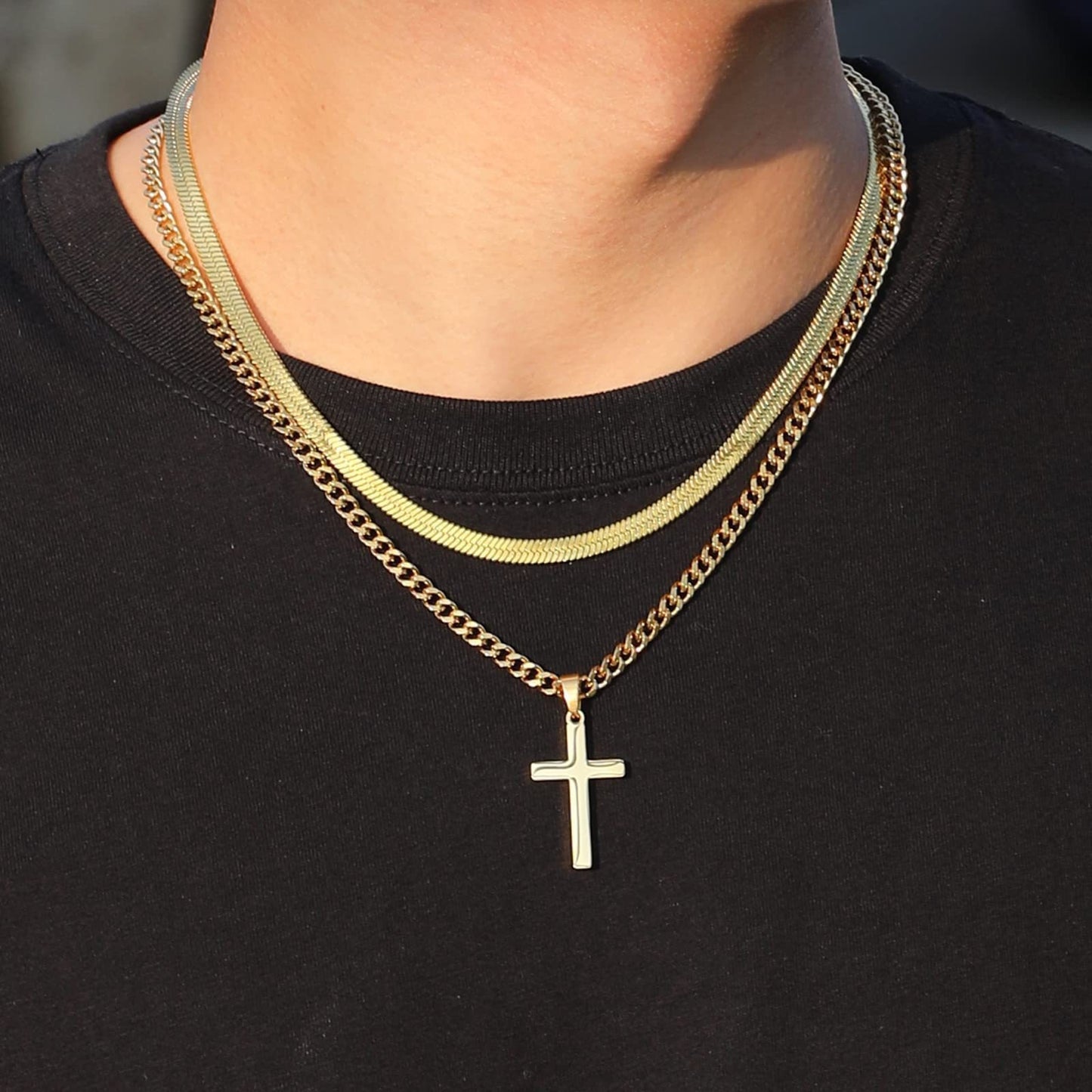 Amazon TK Hot-Selling OT Buckle Square Cross Necklace for Women Copper Plated 14K Gold Paperclip Necklace Yiwu In Stock