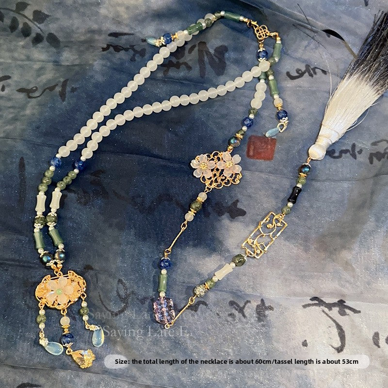 Ancient Style Hanfu Back Cloud Long Tassel Ming Dynasty Necklace New Chinese Style National Style Mamian Skirt Accessories