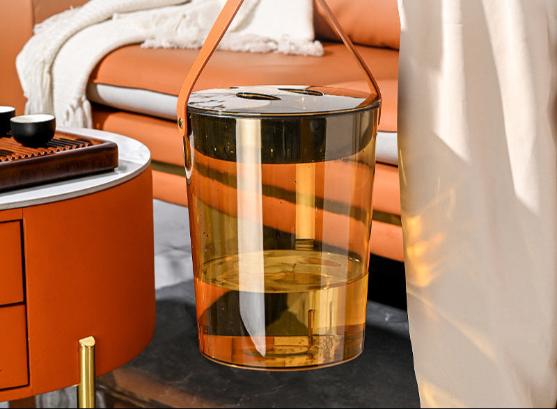 Tea Bucket Office Large Capacity with Strainer Dry Wet Separation Household Table round Portable Transparent Tea Residue Barrel