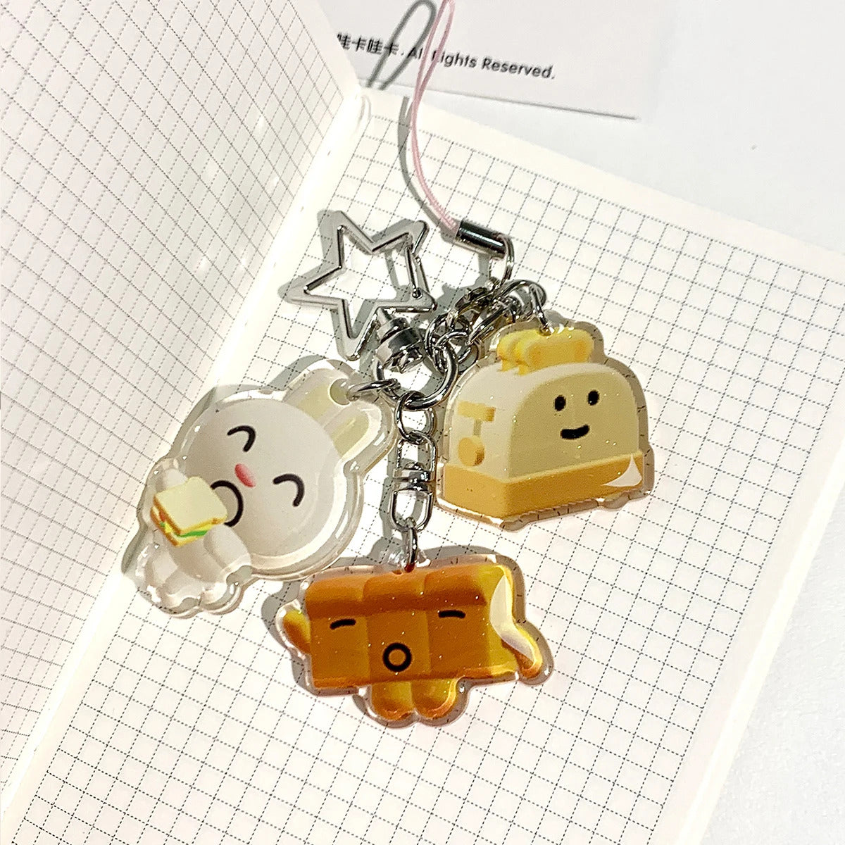 WAKAWAKA Charm Resin Acrylic  Phone Charm with Star Decal Book Phone Lanyard Keyring Keychain Wing Heart Phone Strap
