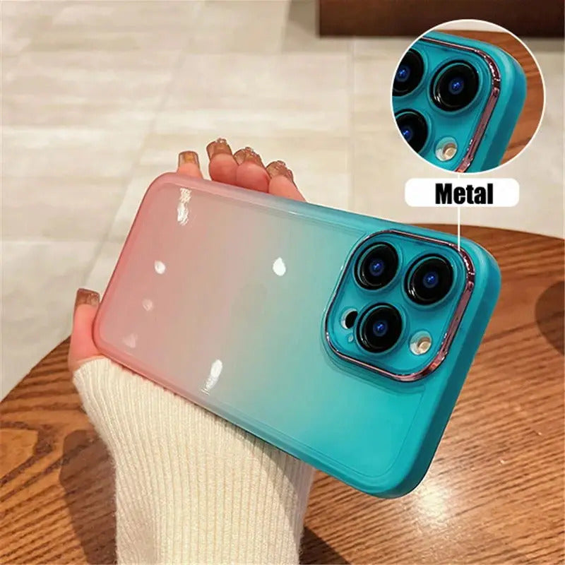 Luxury Gradient Rainbow Clear Phone Case For iPhone 16 Pro Max 15 14 13 12 11 X XR XS Plus Shockproof Camera protection Cover