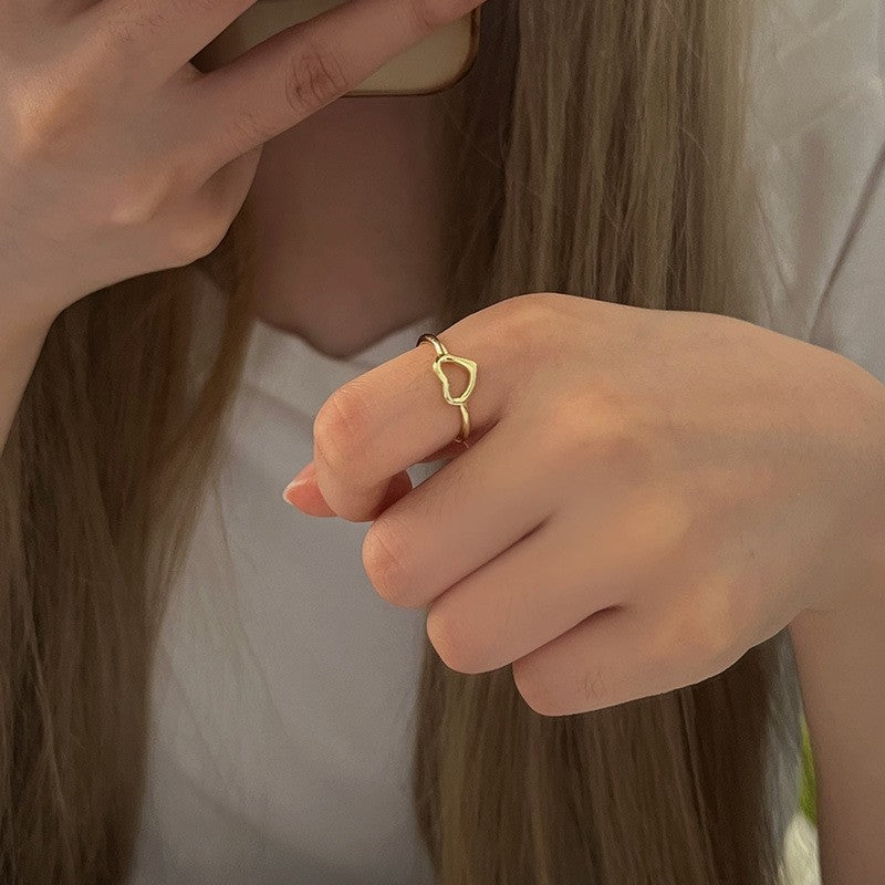 Sand Gold Opening Adjustable Frosted Ring Women's Fashion Sweet Light Luxury Niche Exquisite Ring Ancient Design