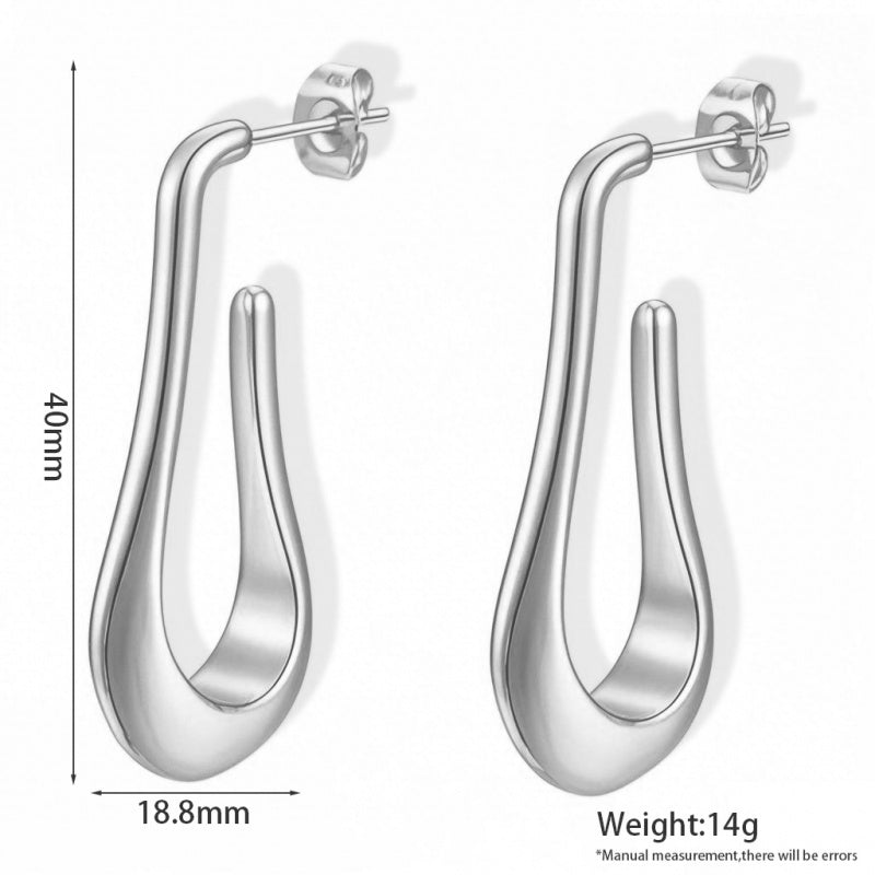 Minimalist Water Drop U-shaped Earrings Niche Design Elegant French Stud Earrings Women's Light Luxury High-end Cool Style