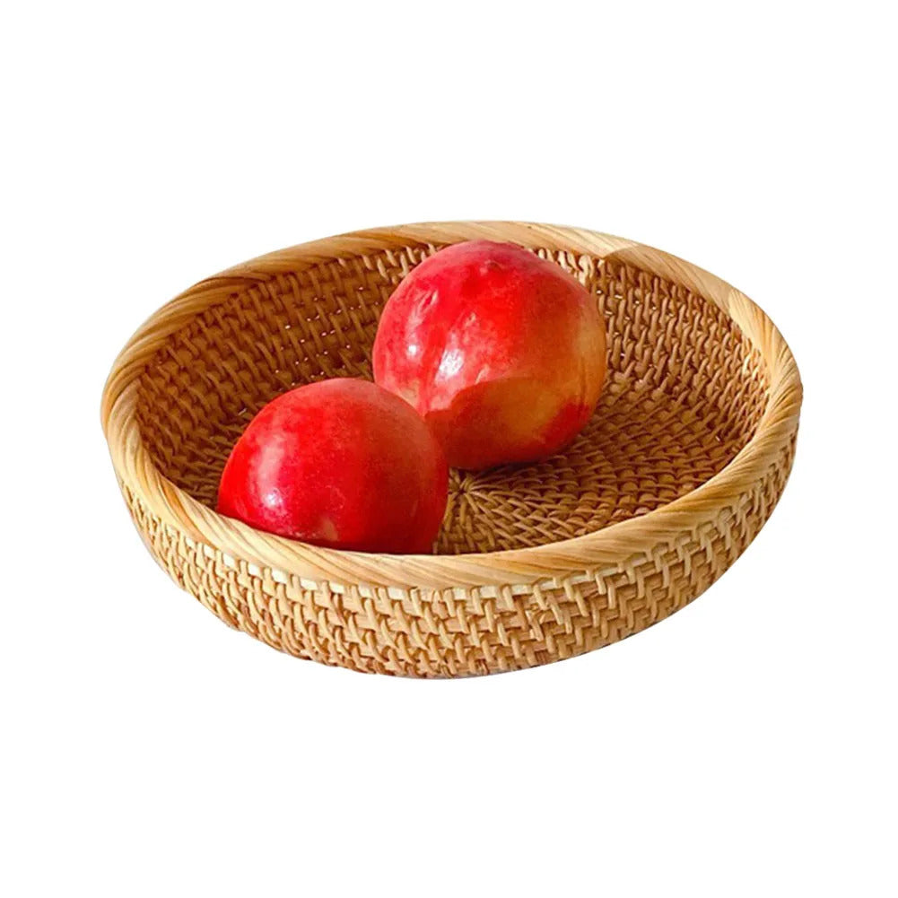 Hand-woven Flower Basket Food Storage Platters Natural Simplicity Rattan Storage Basket for Home Kitchen Storage Accessories