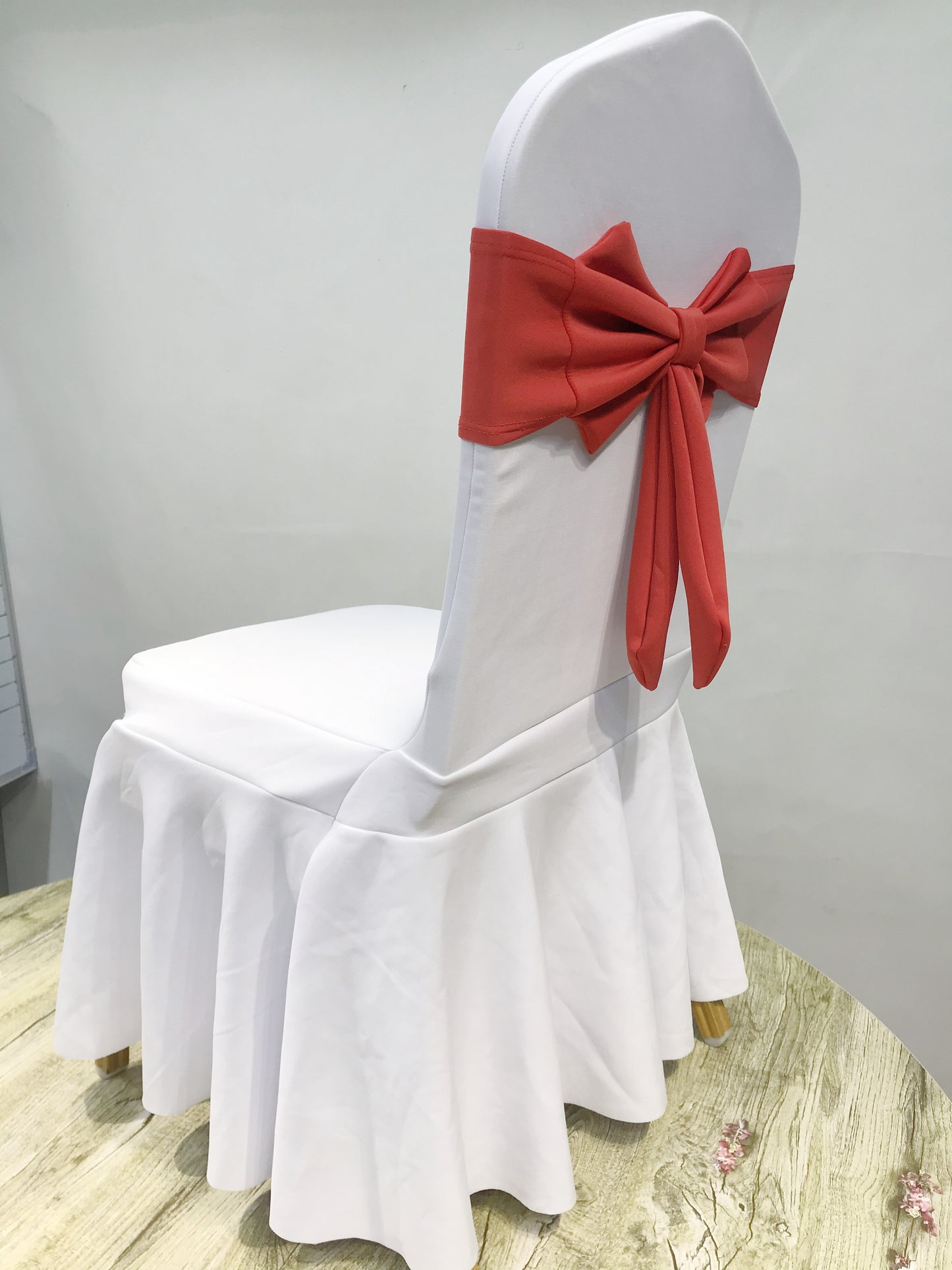 V45O Banquet Elastic Chair Cover No Tie Bowknot Chair Back Flower Decoration Wedding Hotel VIP Stool Strap