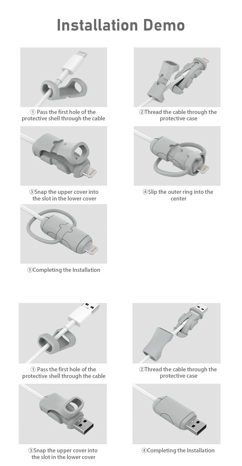 Silicone Cartoon Cable Winder Anti-Break Mobile Phone Charging Cable Strap Protector Carabiner Data Cable Protection Cover