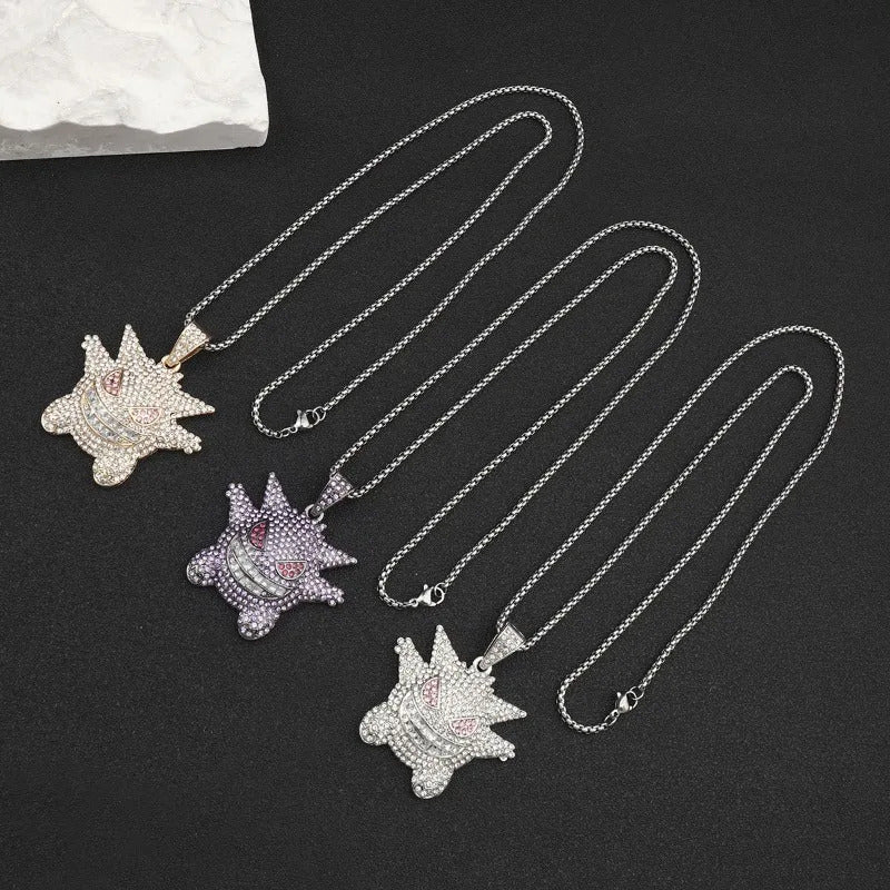 Pokemon Gengar Diamond Necklace Anime Shaped Necklace Children's Birthday Gift Simple Fashion Neck Pendant Decoration Gifts