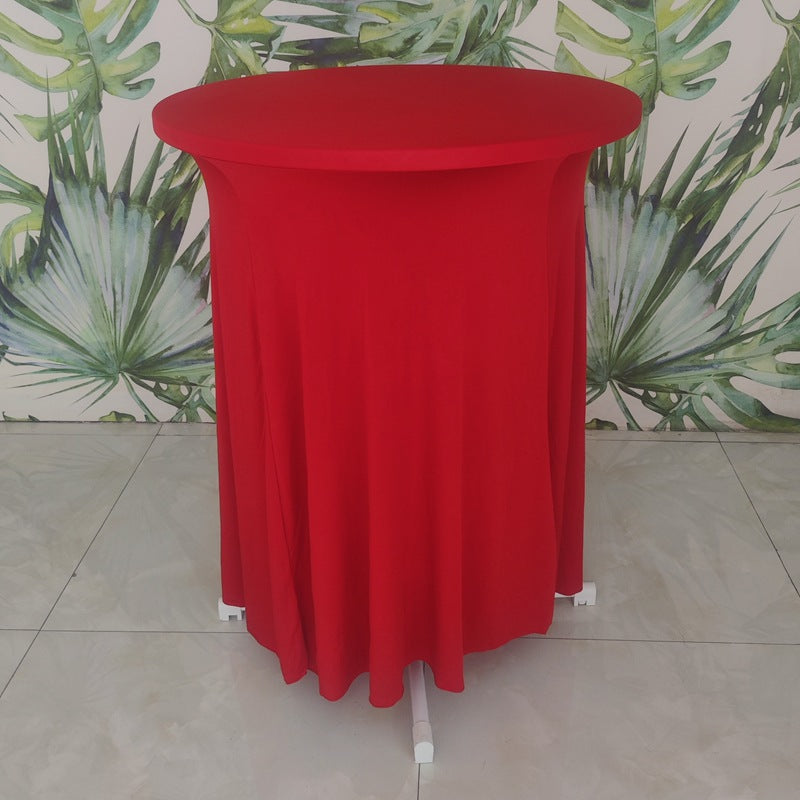 Elastic Tablecloth Cocktail Skirt Table Cover Banquet High Bar Round Elastic Cover