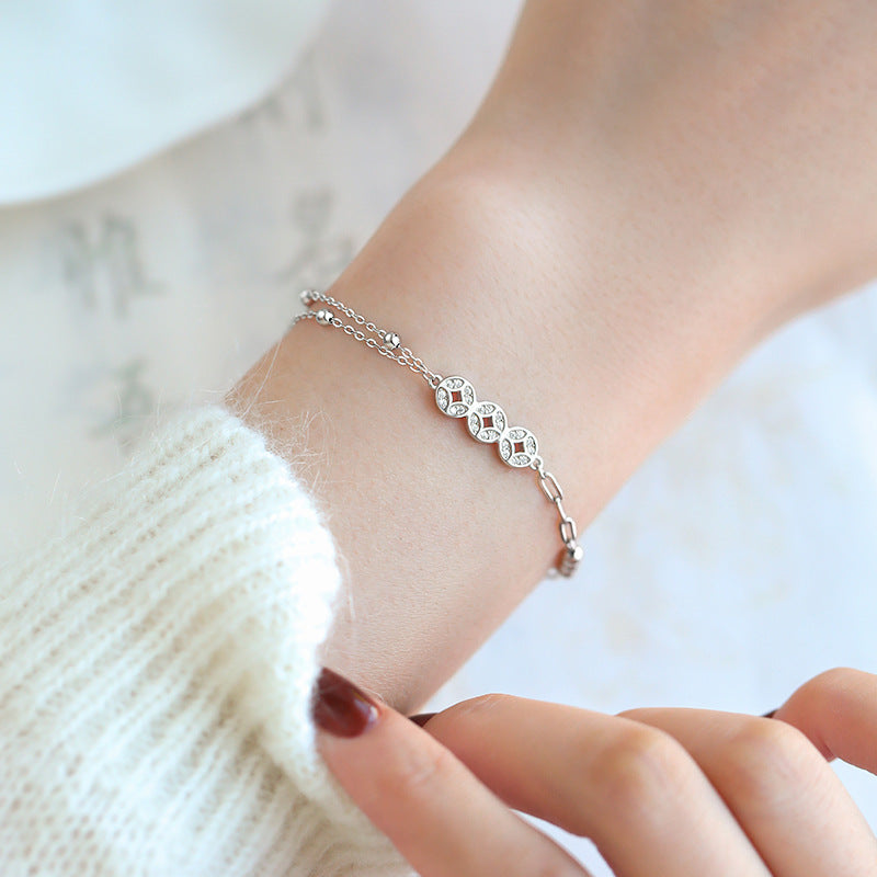 Love Fringed Zircon Bracelet for Women 2025 New Light Luxury Minority High-End Fashion All-Match Temperament Bracelet Necklace