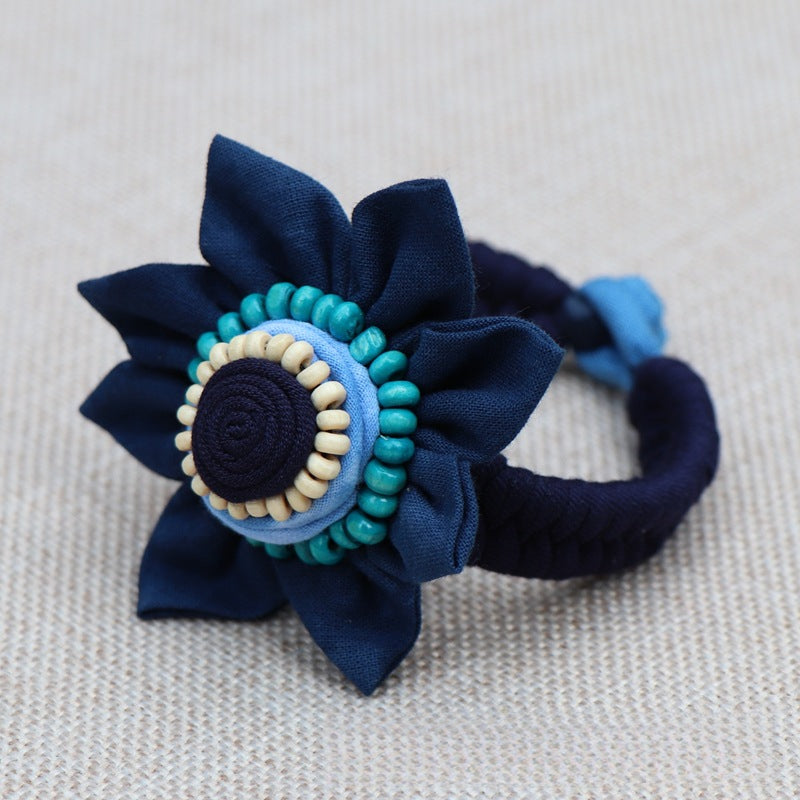 Blue Tie Dye Cloth Bracelet Dali Lijiang Hot Sale Hand-stitched Flower Fabric Bracelet Bracelet