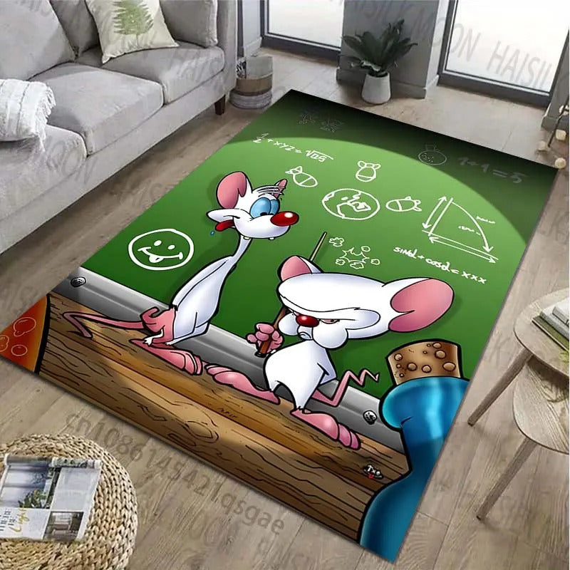 Classic Cartoon Pink The Brain Patter Carpet for Living Room Bedroom Bedside Bathroom Floor Mat Area Rug Sofa Mat Home Decor