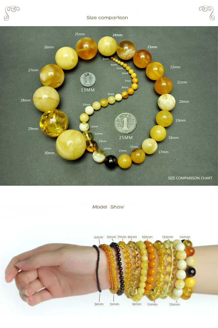 6mm-9mm Original Amber Bracelet for Men Women Unique Diy Flower Beads Rosary Long Necklace Baltic 2025 New Natural Stone Jewelry