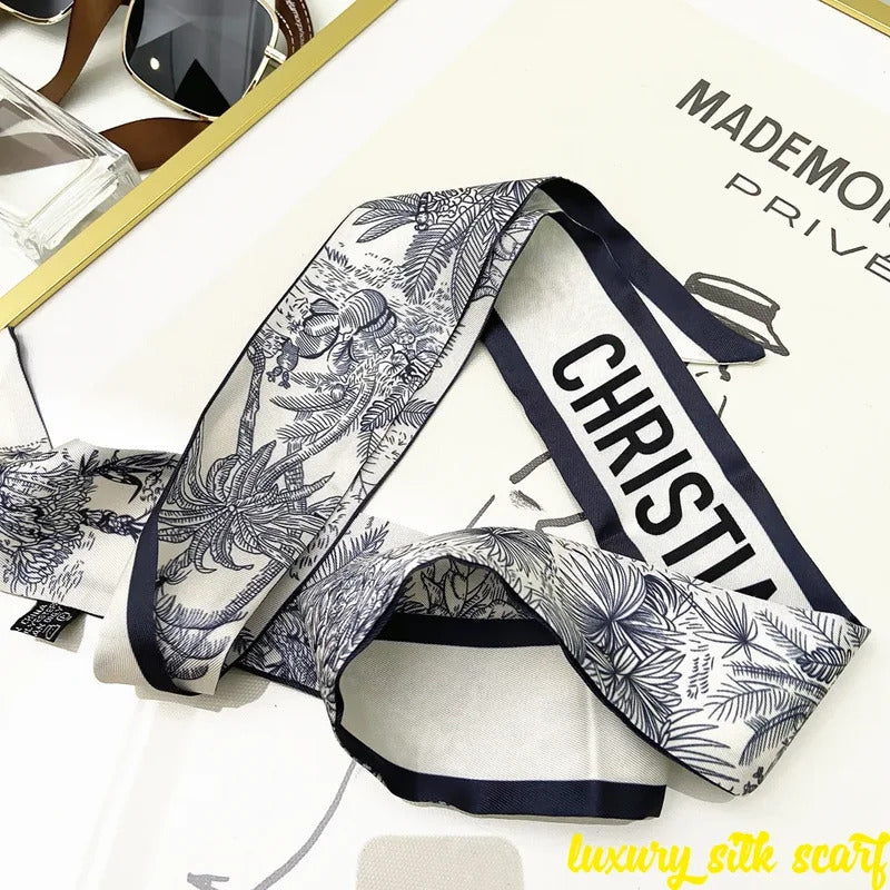 NEW Spring Luxry Design Women Silk Ribbon Scarf Handbag Handle Wrap Bag Ribbon Scarf Women Girls Head Hair Wrist Ribbon  Bag